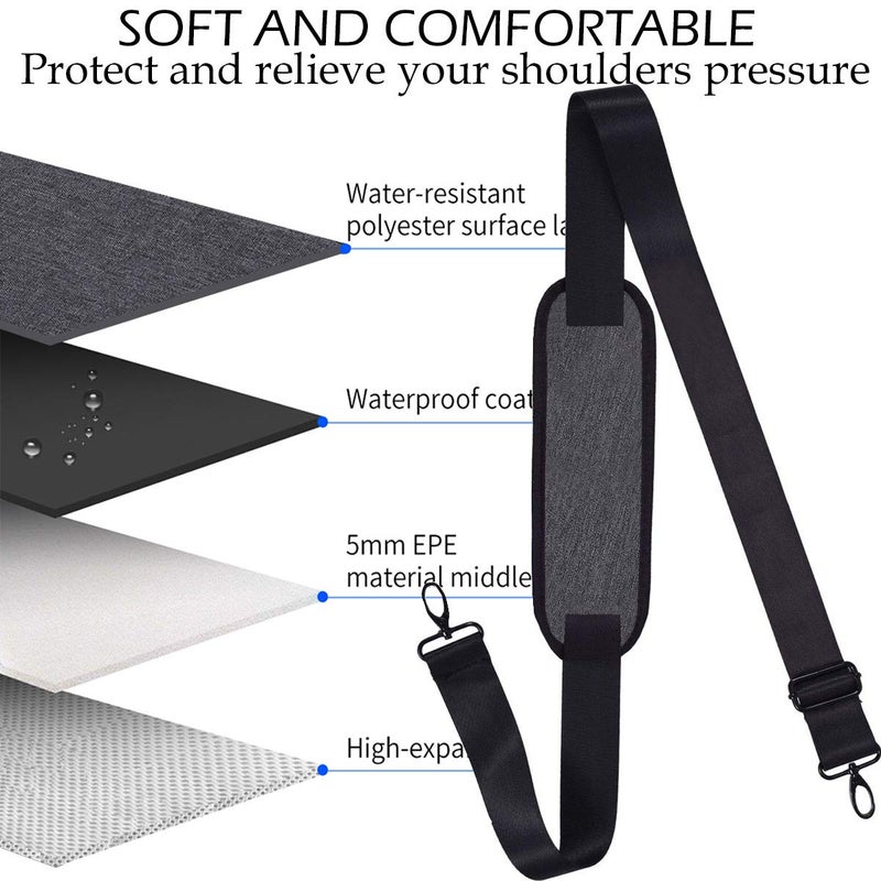 dealcase Universal Shoulder Strap Replacement Laptop Shoulder Strap Luggage Duffle Bag Strap Adjustable Belt with Metal Hooks for Duffel Briefcase Computer Bags Laptop Case Messenger Bag / Luggage Bag, Black - Image 2